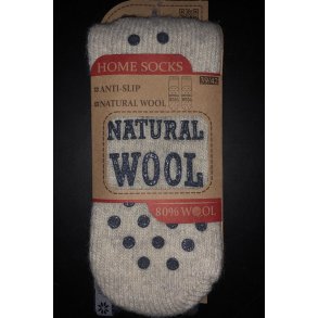 Ragsokker m/antiskrid silicone af 80% uld - ABS Fv. Hvid