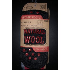 Ragsokker m/antiskrid silicone af 80% uld - ABS Fv. Sort