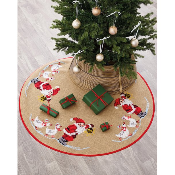 Permin - Broderi kit - Juletrstppe M/ Julemand Med Gs