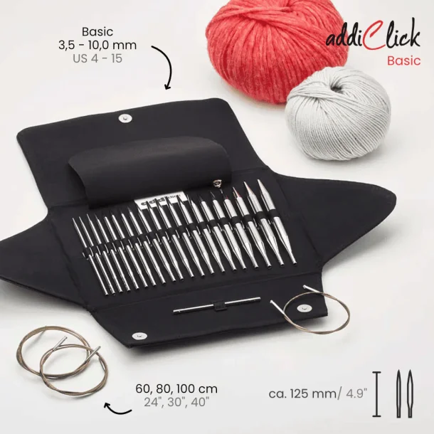 Addi Click Basic 10 st udskiftelige rundpinde, 3,5 - 10mm 354.0003