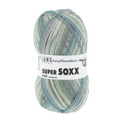 Lang Yarns - Super Soxx Silk Color Fv. 408 Gr�n/Natur/Bl�