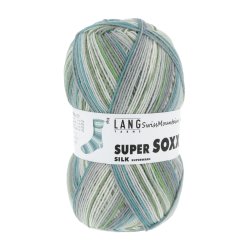 Lang Yarns - Super Soxx Silk Color Fv. 408 Gr�n/Natur/Bl�