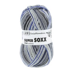 Lang Yarns - Super Soxx Silk Color Fv. 410 Bl�/Gr�/Sort