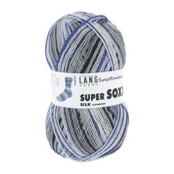 Lang Yarns - Super Soxx Silk Color Fv. 410 Bl�/Gr�/Sort