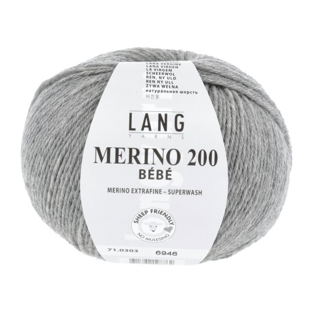 Lang Yarns - Merino 200 Bb Fv. 303 Lys Gr Melange