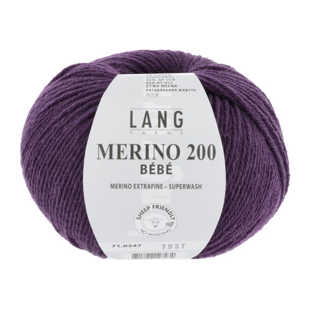 Lang Yarns - Merino 200 Bb Fv. 347 Mrk Lilla