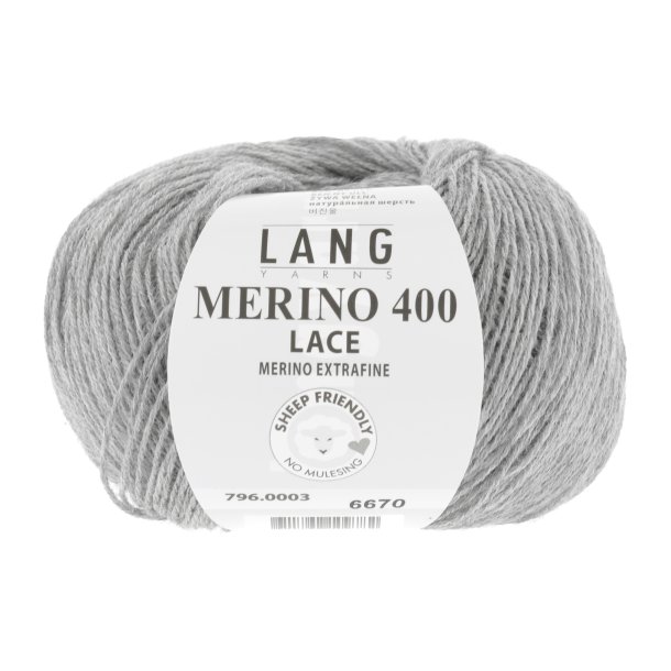 Lang Yarns - Merino 400 Lace Fv. 03 Lys Gr Melange