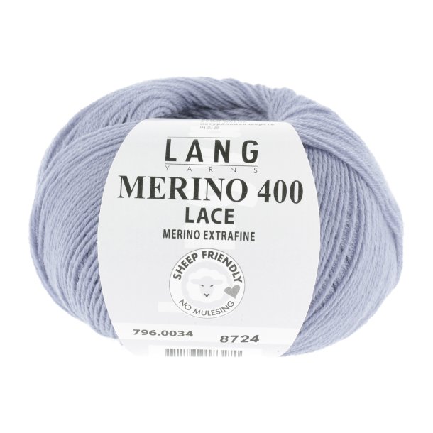 Lang Yarns - Merino 400 Lace Fv. 34 Lys Jeans