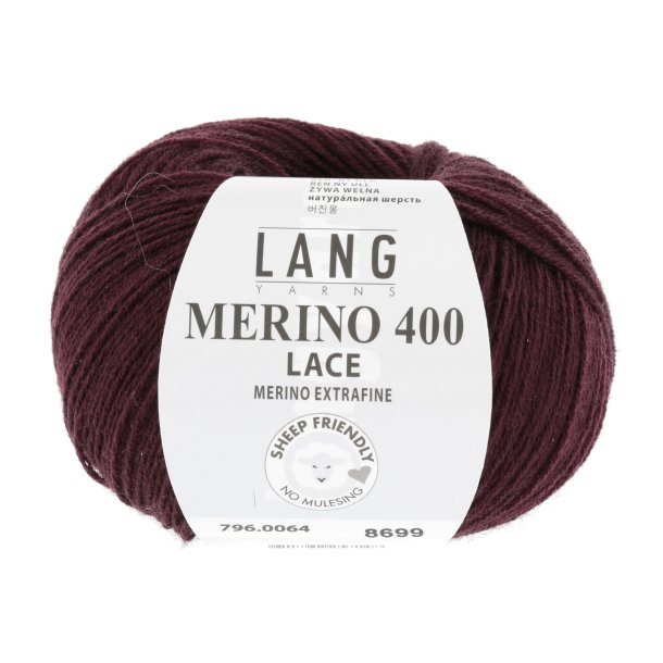 Lang Yarns - Merino 400 Lace Fv. 64 Bordeaux Melange