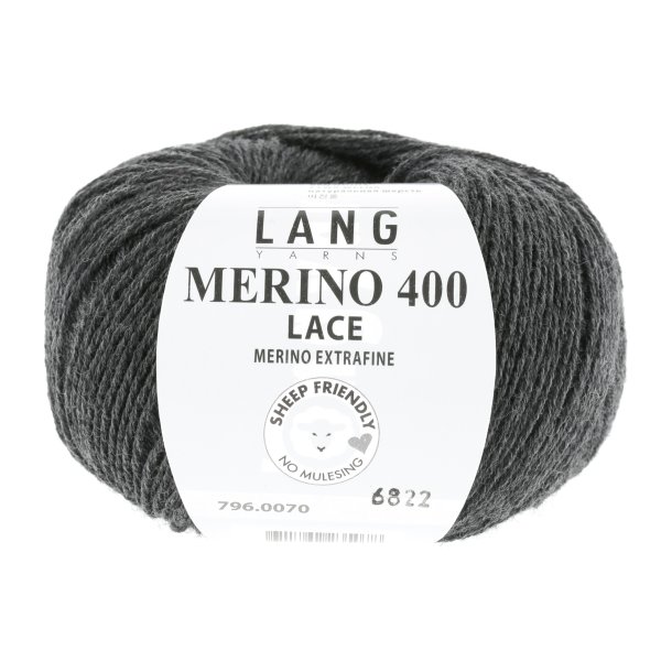 Lang Yarns - Merino 400 Lace Fv. 70 Antracit Melange