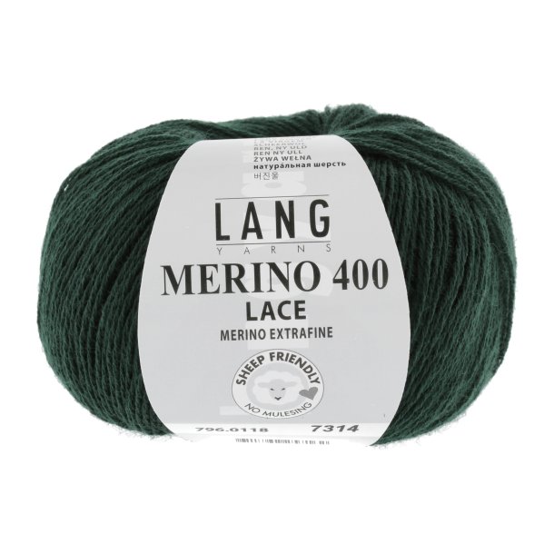 Lang Yarns - Merino 400 Lace Fv. 118 Mrk Grn