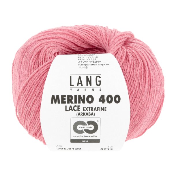 Lang Yarns - Merino 400 Lace Fv. 129 Bubblegum Melange