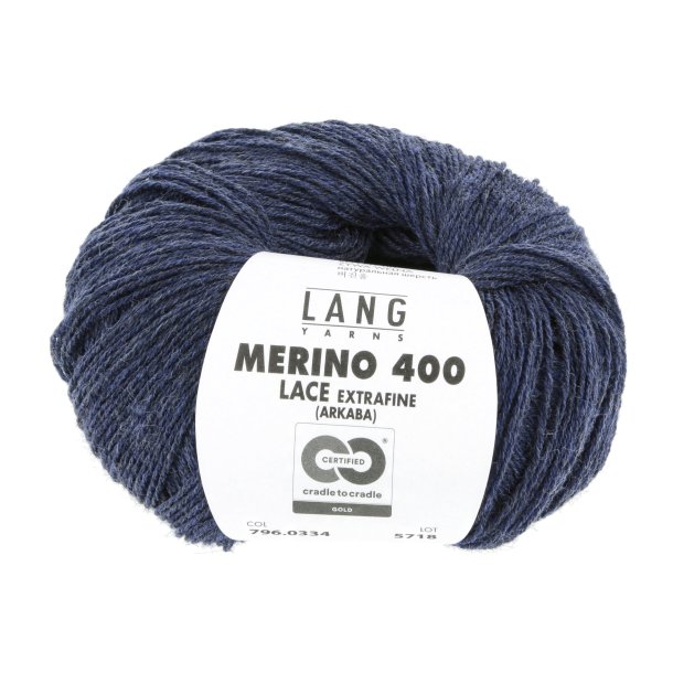 Lang Yarns - Merino 400 Lace Fv. 334 Mrk Jeans Melange