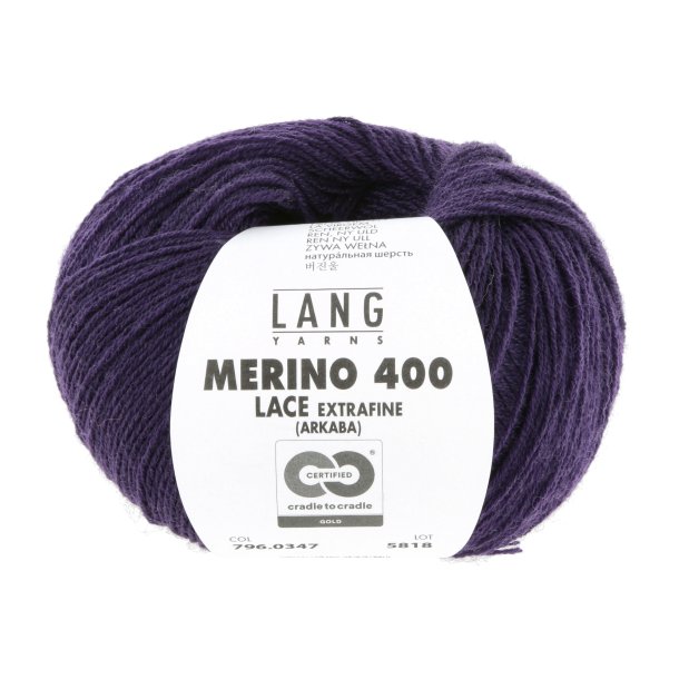 Lang Yarns - Merino 400 Lace Fv. 347 Lilla Melange