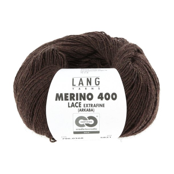 Lang Yarns - Merino 400 Lace Fv. 368 Mrk Brun Melange