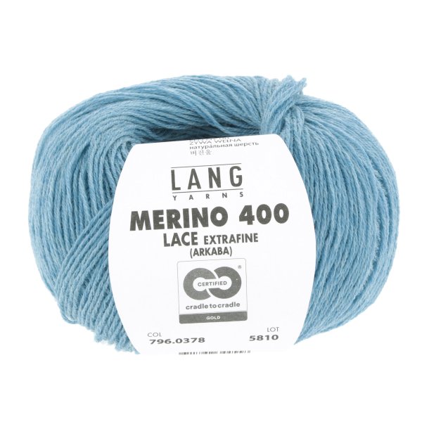 Lang Yarns - Merino 400 Lace Fv. 378 Turkis Melange