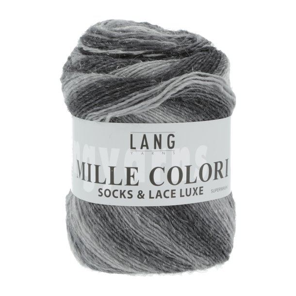 Lang Yarns - Mille Colori Socks &amp; Lace Luxe Fv. 03 Antracit/Lysgr/Slv