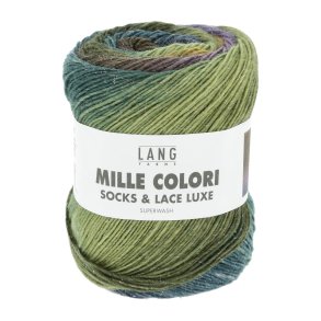 Lang Yarns - Mille Colori Socks & Lace Luxe Fv. 209 Oliven/Lilla/Petrol