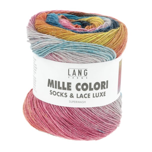 Lang Yarns - Mille Colori Socks &amp; Lace Luxe Fv. 212 Turkis/Pink/Gul
