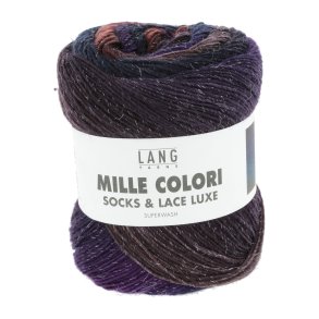 Lang Yarns - Mille Colori Socks & Lace Luxe Fv. 213 Brun/Petrol/Eggplant