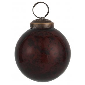 Julekugle pebbled glas bordeaux - Ib Laursen - SPAR 50%
