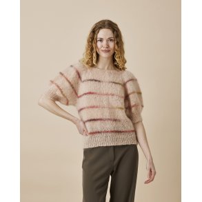 Bella - Raglan T-shirt med pufrme og striber vrang - Enkeltopskrift 8921117