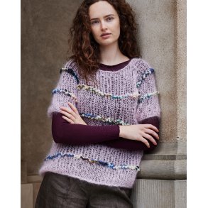 Bella By Permin - Oversize raglanbluse med striber i Rico - Enkeltopskrift 8932129
