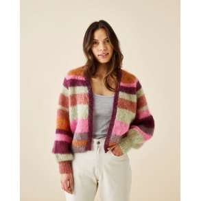 Stribet Raglancardigan i Bella - Enkeltopskrift 893 287