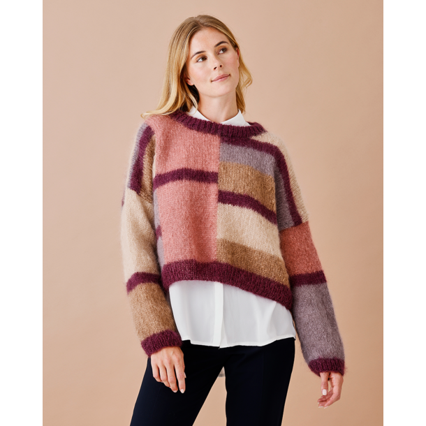 Grafisk sweater med striber - Permin Enkeltopskrift 893291