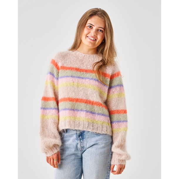 Raglansweater med striber - Permin Enkeltopskrift 893297