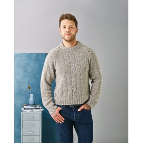 Dagmar By Permin - Herresweater m/tvrgende striber i rib - Enkeltopskrift 306