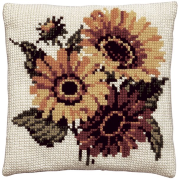 Permin - Broderi Kit - Stramajpude M/G Solsikker (9605)
