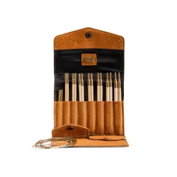 Muud - Civ etui til strikkepinde, lder, whisky