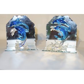 Spejl opsats med Delfiner i glas