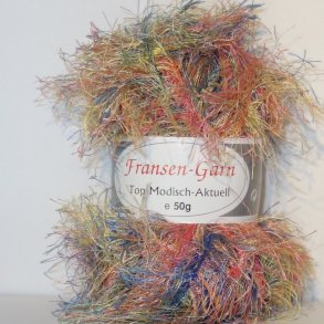 Fransen Pelsgarn fra G-B. Farve 76 Picasso. 