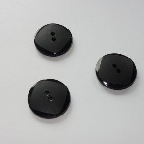 Flot slebet sort plastknap 25mm.  (no110)
