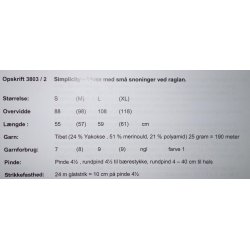 "Simplicity" Bluse med sm snoninger ved raglan - Cewec - Enkeltopskrift nr 3803