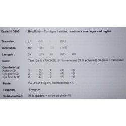 "Simplicity" Cardigan i striber med sm snoninger ved raglan - Cewec - Enkeltopskrift nr 3805