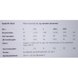 Tibet med hj rib, og mnster p rmer - Cewec - Enkeltopskrift nr 3818