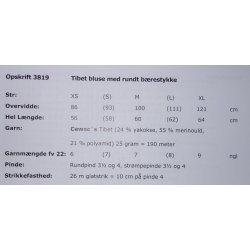 Tibet bluse med rundt brestykke - Cewec - Enkeltopskrift nr 3819