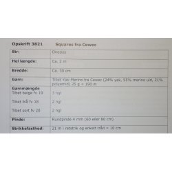 Squares Tibet - Cewec - Enkeltopskrift nr 3821