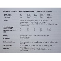 Vest m/ Knapper i Whisper &amp; Tibet - Cewec - Enkeltopskrift nr 5006