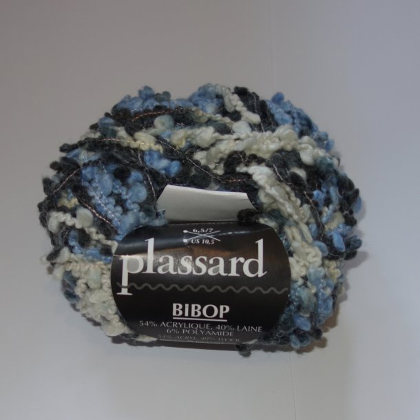 Plassard Bibop Effektgarn - Fv. 22 Bl/Hvid/Koks Multi  