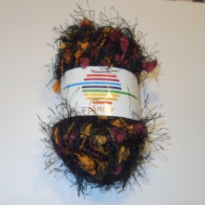 Pelsgarn - Snow Fv. 08 Sort/LIlla/Gul/Orange Multi