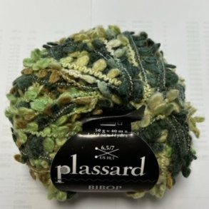 Plassard Bibop Effektgarn - Fv. 63 Grn/Hvid/Brun Multi