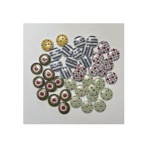 Plast knapper med forskellige motiver 32 stk 16mm ( Restsalg )