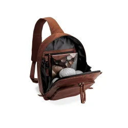 Muud . Gwen - Hndlavet Lder Crossover Taske Farve Rich Brown