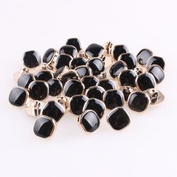 Plastknap Sort/Metal look  (no231)