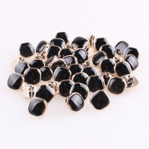 Plastknap Sort/Metal look  (no231)