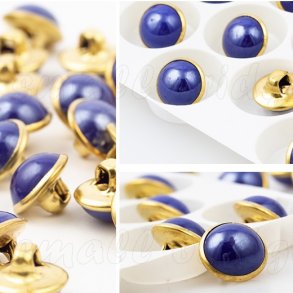 Metalknap med kunstig perle - M�rk Bl� (No.225)